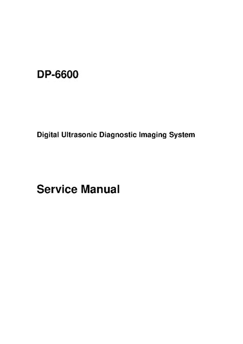 Mindray DP-6600 Ultrasound System Service Manual Overview - Studocu