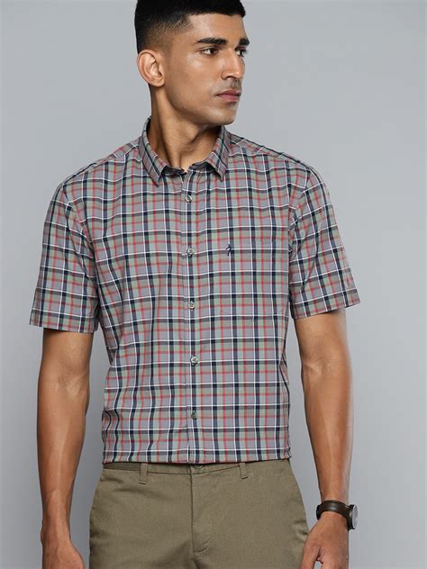 Indian Terrain Pure Cotton Slim Fit Checked Semiformal Shirt - Price ...