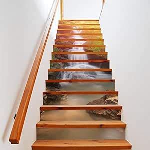 Happybin 13PCS 3D Waterfall Stair Stickers Decals DIY Self Adhesive ...