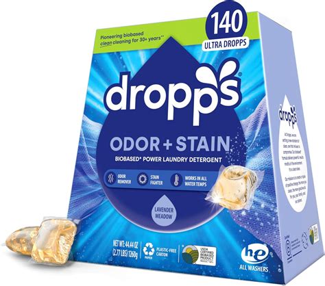 Dropps Stain and Odor Laundry Detergent Pods, Lavender Eucalyptus, Eco Friendly, Plastic Free ...