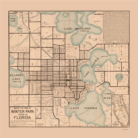 Winter Park 1885 - Old Map Reprint - Florida Cities - OLD MAPS