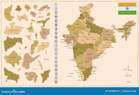 Map India.Brown India Map. Map Of India Vector Silhouette.India Vector ...