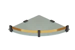 Bath Villa Corner Glass Shelf with Gold Trim, Frosted Glass, Modern ...