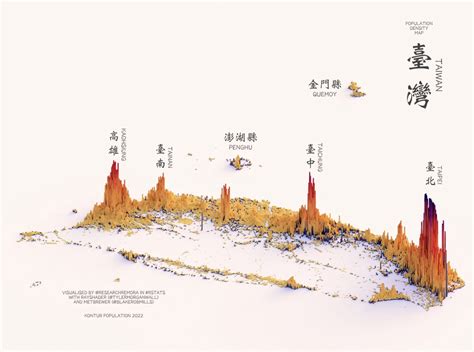 A visual map of the population density in Taiwan : r/taiwan