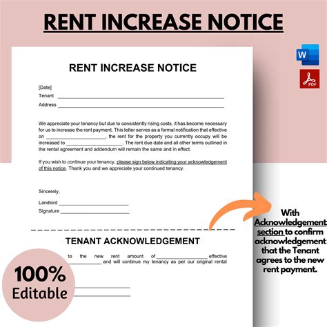Rent Increase Notice, Rent Increase Letter, Rent Increase Form ...