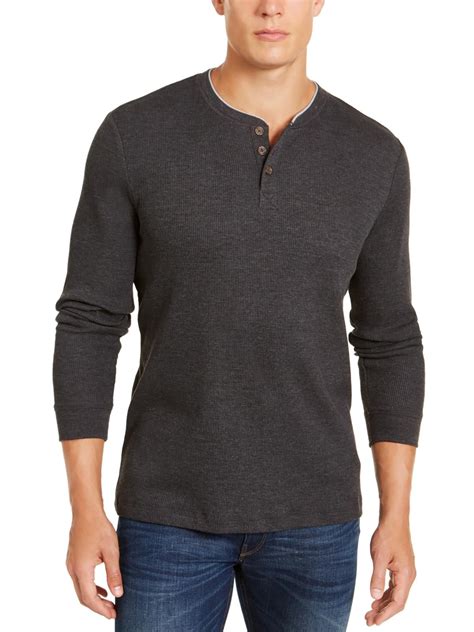 Club Room Mens Waffle Knit Thermal Henley Shirt - Walmart.com