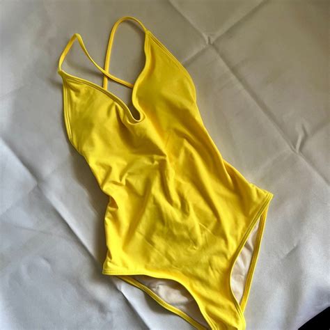 Yellow One Piece Swimsuit, Women's Fashion, Swimwear, Bikinis ...