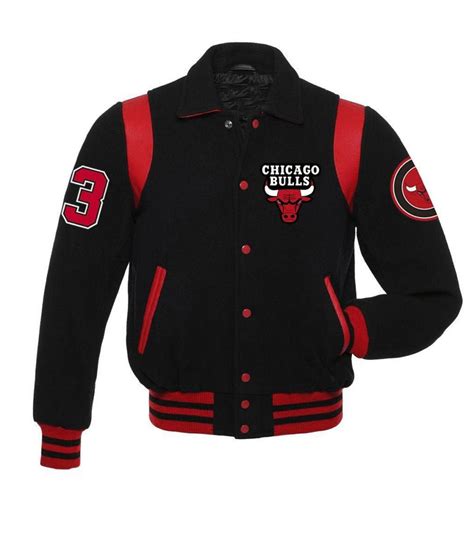 Black Sailor Collar Chicago Bulls Varsity Jacket - Jackets Masters