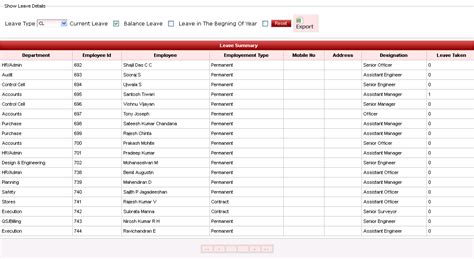 Leave Summary - PayrollAdmin - MarvelSoft - Administration Simplified