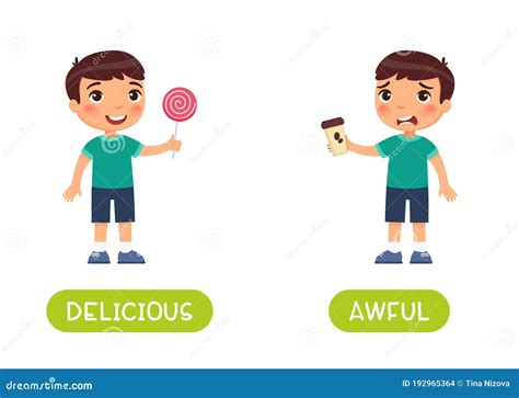 Delicious And Awful Antonyms Word Card, Opposites Concept. Flashcard ...