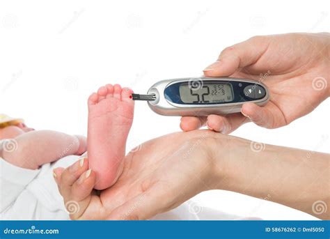 Measuring Glucose Level Blood Test from Diabetes Patient Child B Stock ...