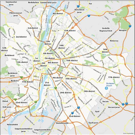 Map of Budapest, Hungary - GIS Geography