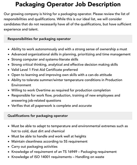 Image result for Packaging Operator vs Mixer Operator