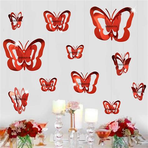 SHANAYA 3D Butterfly Hanging Kit Shining Butterfly Paper Banner Garland ...