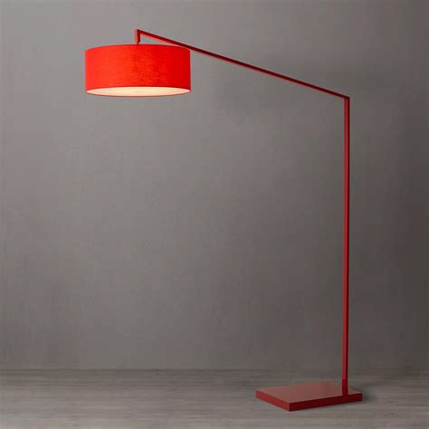 Nova 2110925 Stretch Arc Floor Lamp Red Steel Red Linen | Red floor ...