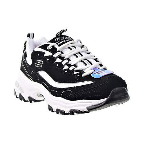 Skechers D'Lites Biggest Fan Extra Wide Width Women's Shoes Black-White ...