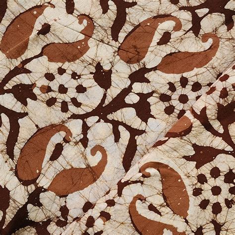 Pure Cotton Moum Batik Off White With Brown Kairi Jaal Hand Block Prin ...