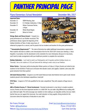 Fillable Online Plano Elementary School Newsletter Fax Email Print ...
