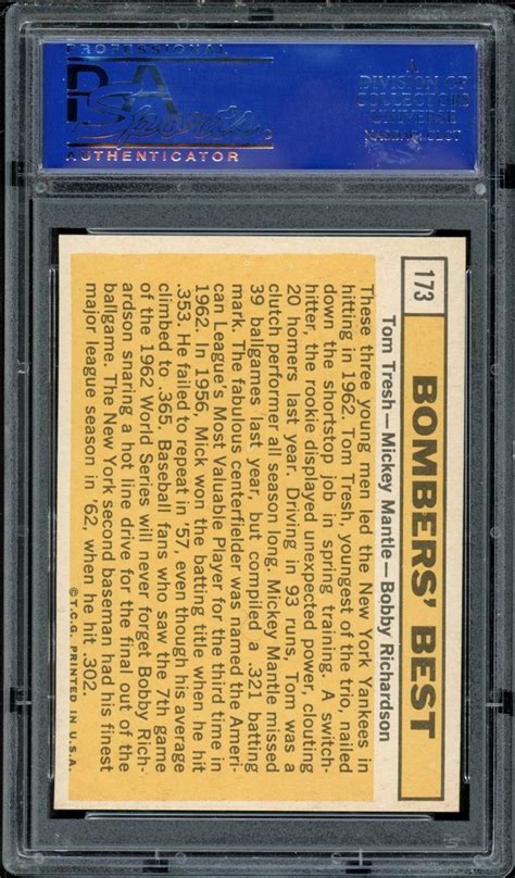 Lot Detail - 1963 Topps #173 Bombers' Best Mantle PSA 8 NM-MT