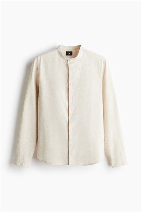 Regular Fit Linen-blend shirt - Beige - Men | H&M IN