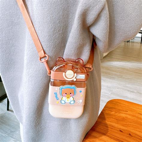 Premium Kawaii Bear Flat Water Bottle – Her Dream Store