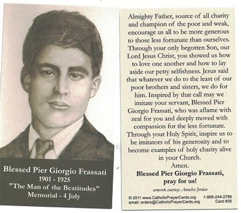 Blessed Pier Giorgio Frassati Prayer Card (RR347)