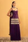 Buy Purple Chanderi, Georgette Embroidery, Gota Patti Sweetheart Kurta ...