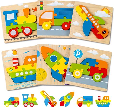 LURLIN Educational Wooden Vehicle Puzzles for 1-3 Year Olds India | Ubuy