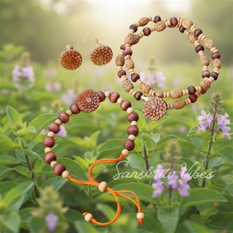 Amazing Flower Carved Tulsi Jewellery Set – Premium Quality Handcrafted ...