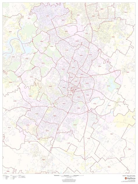 Austin, Texas Zip Codes - 36" x 48" Laminated Wall Map : Amazon.in ...