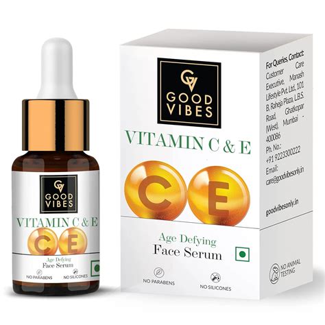 Good Vibes Vitamin C & Vitamin E Age Defying Serum, 10 ml Light Weight ...