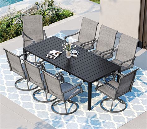 Amazon.com: VICLLAX Patio Dining Set for 8, 9 Pieces Outdoo Table Chair ...
