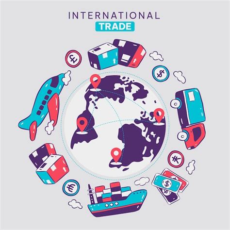 Handgezeichneter internationaler Handel | Kostenlose Vektor