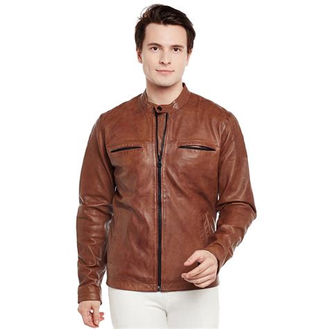 Buy JUSTANNED Men's Lambskin Leather Moto Jacket (Tan, XXL) at Amazon.in