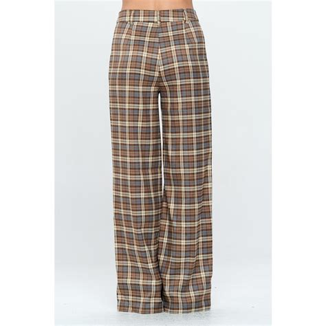 High Rise Plaid Wide Leg Pant - blendedvintagemarketplace