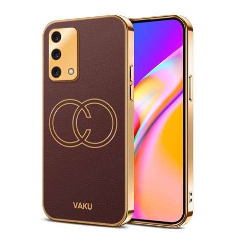 Vaku ® Oppo F19s Skylar Leather Pattern Gold Electroplated Soft TPU ...