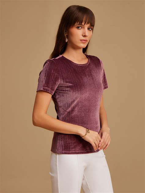 Buy Lurex Velvet Fitted Top 124729MAUVEXS – KAZO