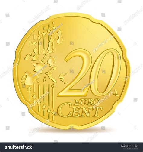 Golden Twenty Euro Cent Coin Isolated Stock Vector (Royalty Free ...