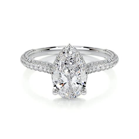 First Jewel Unique 2.1 Ct Pear Cut Hidden Halo Eternity Band Diamond ...