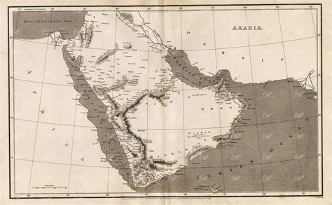 VINTAGE Map of Arabia – 1800s Rees’ Encyclopedia - Century Library - map of arabia in 1800