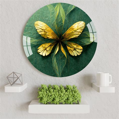 Golden Butterfly Round Acrylic Wall Art - The Next Decor