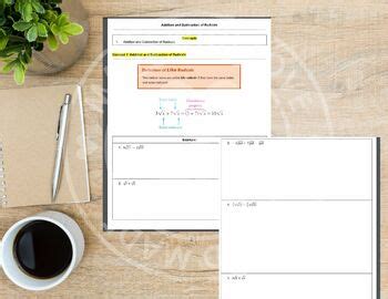 Add Subtract Radical Notes Teaching Resources | TPT