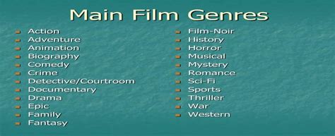 What are the name of all the genres of movies