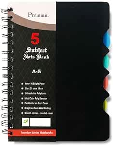 CuckooDiaries Premium 5 Subject Notebook Spiral Bound Register for ...