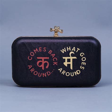 Artklim Black Based Quirky Quote Printed Leatherette Clutch