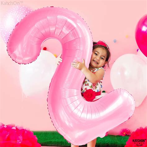 Buy Giant, Pink Number 2 Balloon - 40 Inch, Two Balloon | Light Pink 2 ...
