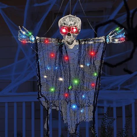 Amazon.com : Solar Halloween Decorations Hanging Skeleton Ghost Color ...