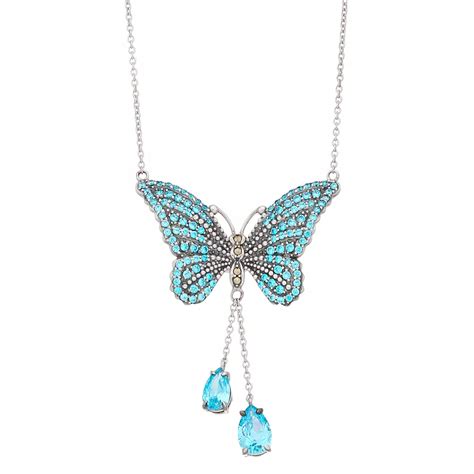 Lavish by TJM Sterling Silver Blue Cubic Zirconia Butterfly Pendant ...