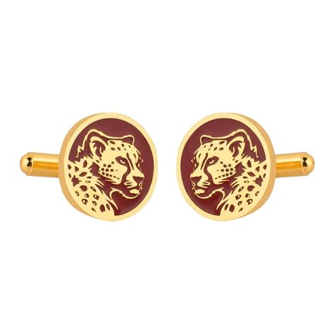 Buy Marwar Leopard Red Enamel Gold Plated Cufflinks | JRT Handicrafts