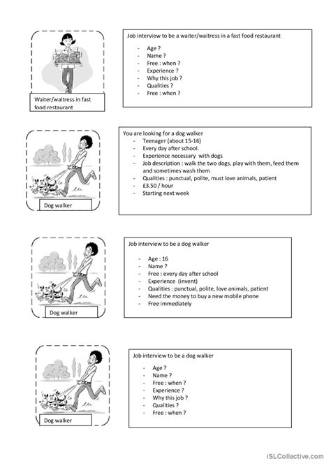 ESL Job Interview Worksheets 的图像结果